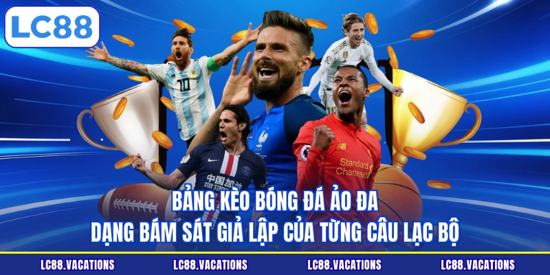 Bảng kèo bóng đá ảo đa dạng bám sát giả lập của từng câu lạc bộ